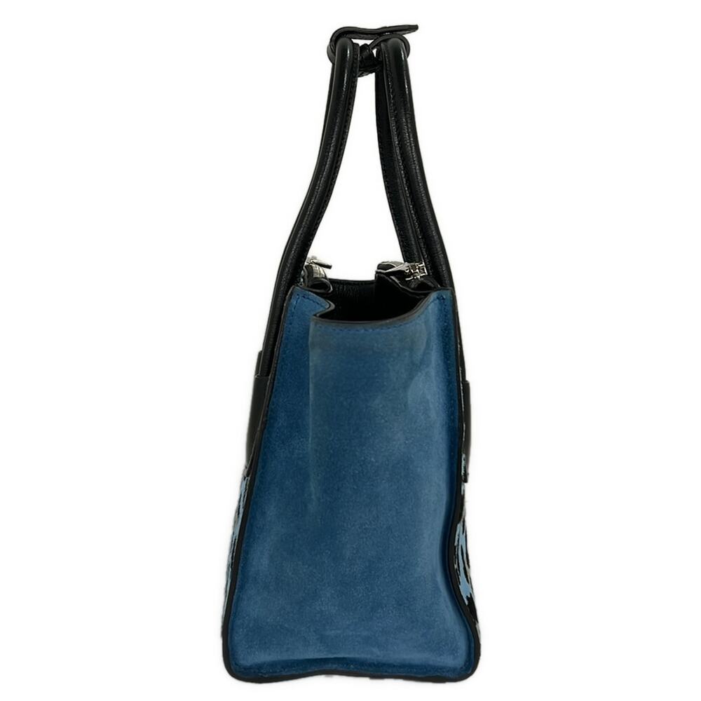 Prada Tote Bag Light Blue Black Multi Unborn Calf Suede Leather - Picture 4 of 13